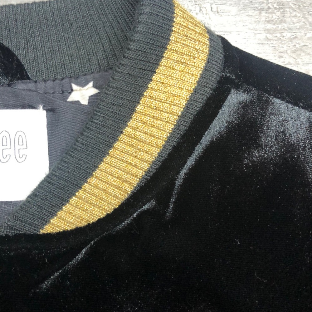 Gymboree Girls Black Velvet Bomber Jacket - Picture 3 of 4